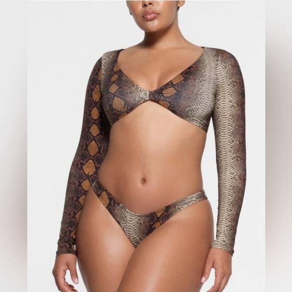 SKIMS Swim Long Sleeve Shrug Swim Top Desert Snake Print 2X NWT - Picture 1 of 6